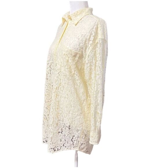 Equipment Small Cream Lace Button Front Long Sleeve Shirt Women’s - Picture 5 of 10